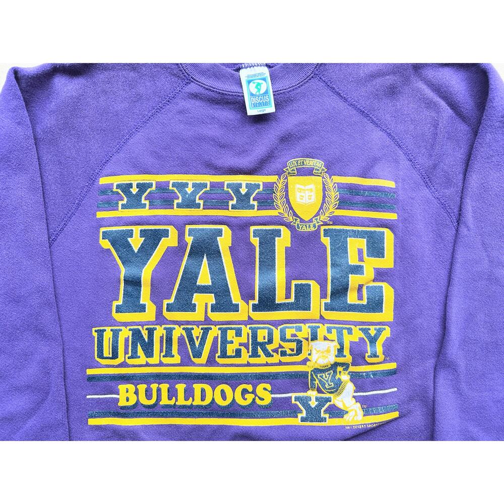 Yale Bulldogs 90s DISCUS sweatshirt crew L purple NCAA University Ivy vintage